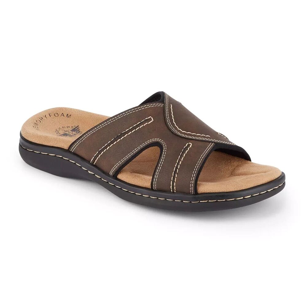 Dockers Sandals Mens 12 M Sunland Slides Brown Memory Foam Open Toe Shoes NEW - Picture 2 of 11